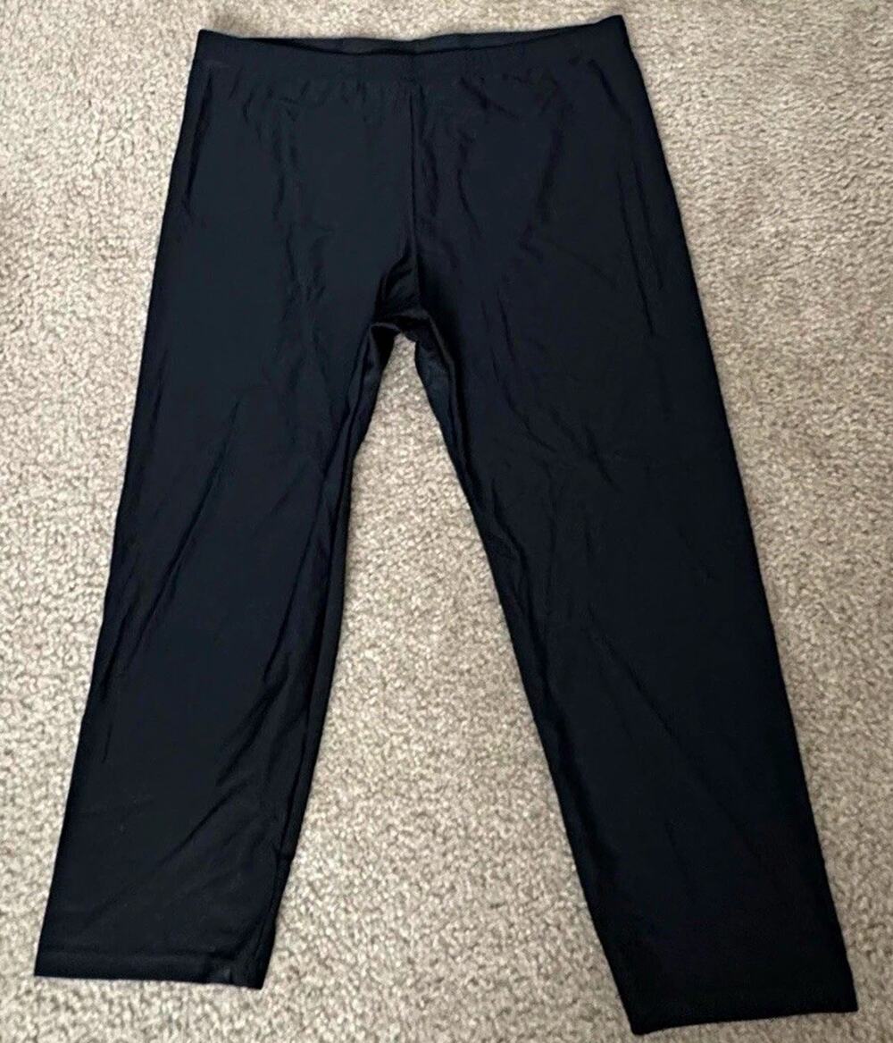 Attraco Women XL Black High Waist Swim Leggings Rash Guard Pants NWT NEW
